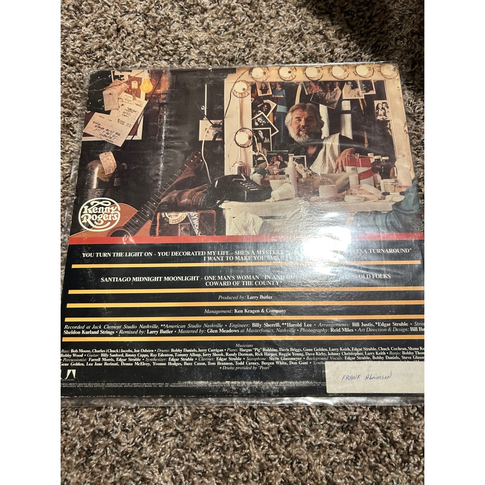 Kenny Rogers Kenny Vinyl LP Record 1979 United Artists Coward Of The County